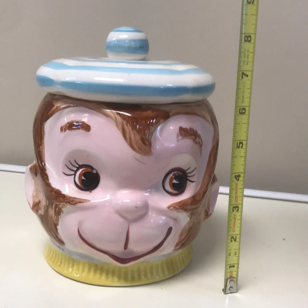 RARE Vintage Monkey with Beret Cookie Jar‎